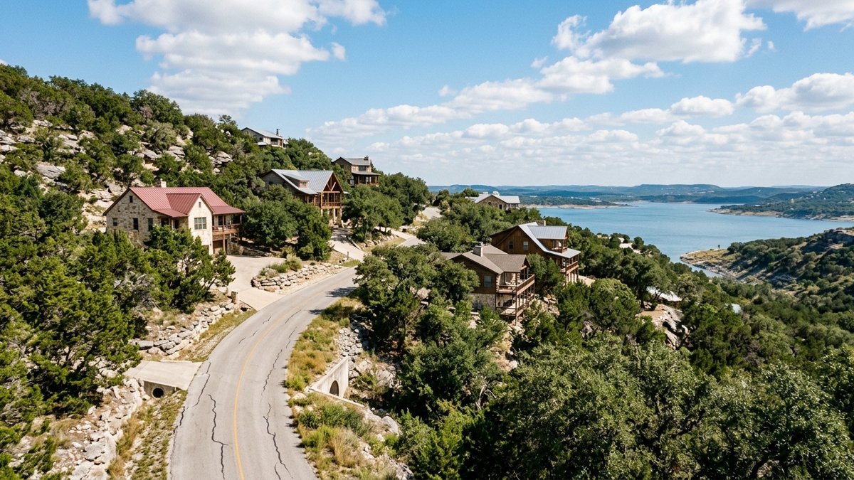 Natural Canyon Lake hillside neighborhood road.