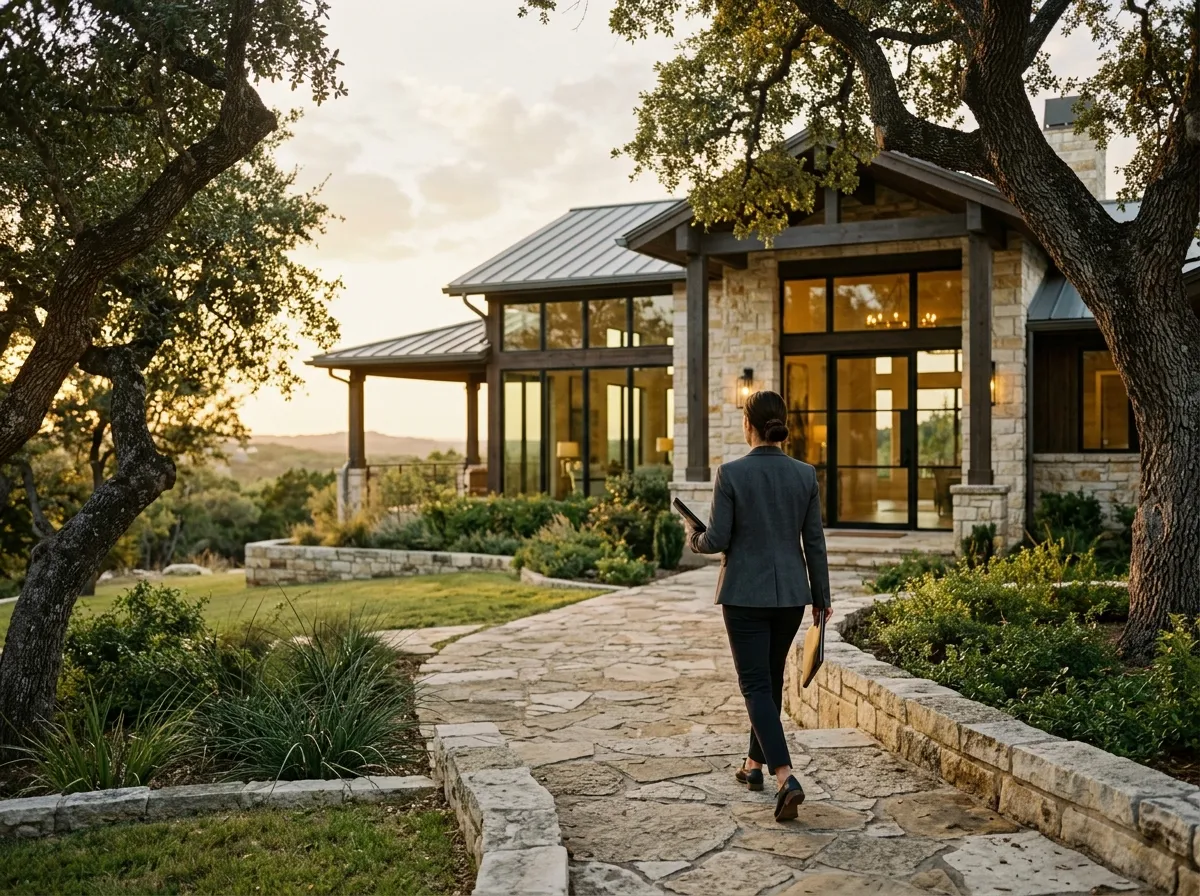 Glen Robison walking up to a luxury home
